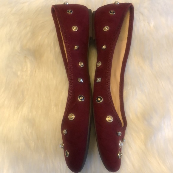 Nine West Morton ballet flat in wine with embellished beads and stones Sz 7M - Picture 4 of 8